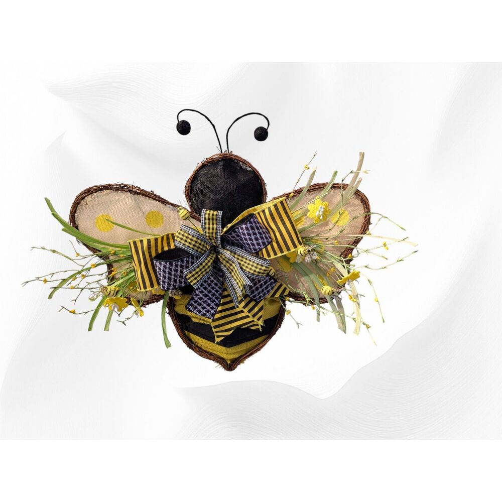 Custom Made Grapevine Honey Bee Door Bumblebee Spring Summer Wreath